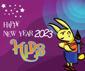 Fototapeta premium happy new year card with rabbit