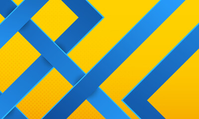 Abstract background. Minimal geometric lines. Bright design texture. Dynamic shapes composition. Yellow and Blue. Vector illustration.