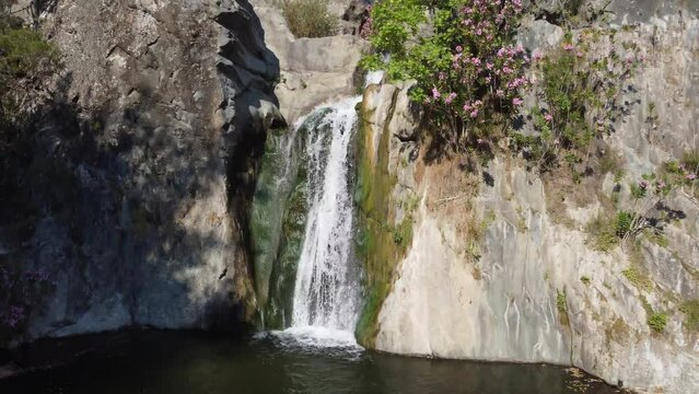 Drone footage of Asiklar Selalesi which means Waterfall of Lovers in Izmir Turkey.