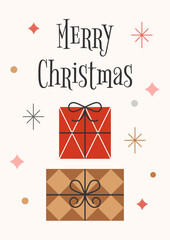 Fototapeta na wymiar Christmas holiday card with gift boxes.