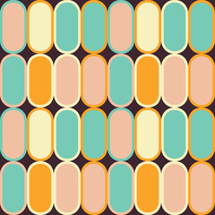 Retro vintage Mid Century pattern in 70s style. Retro geometrical seamless background. Vector illustration