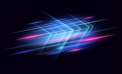 Abstract modern hight speed light arrow line technology effect. Modern abstract high speed motion. Colorful dynamic motion on a darkbackground. Vector illustration