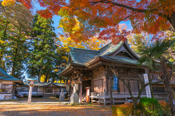Fototapeta premium 山梨県富士吉田市 秋の小室浅間神社 拝殿