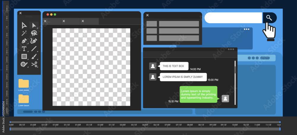 Poster design software windows. web window screen mockup. vector illustration