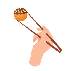 Doodle flat clipart. Cute takoyaki, Asian street food. All objects are repainted.