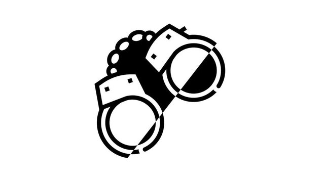 handcuff sex toy line icon animation