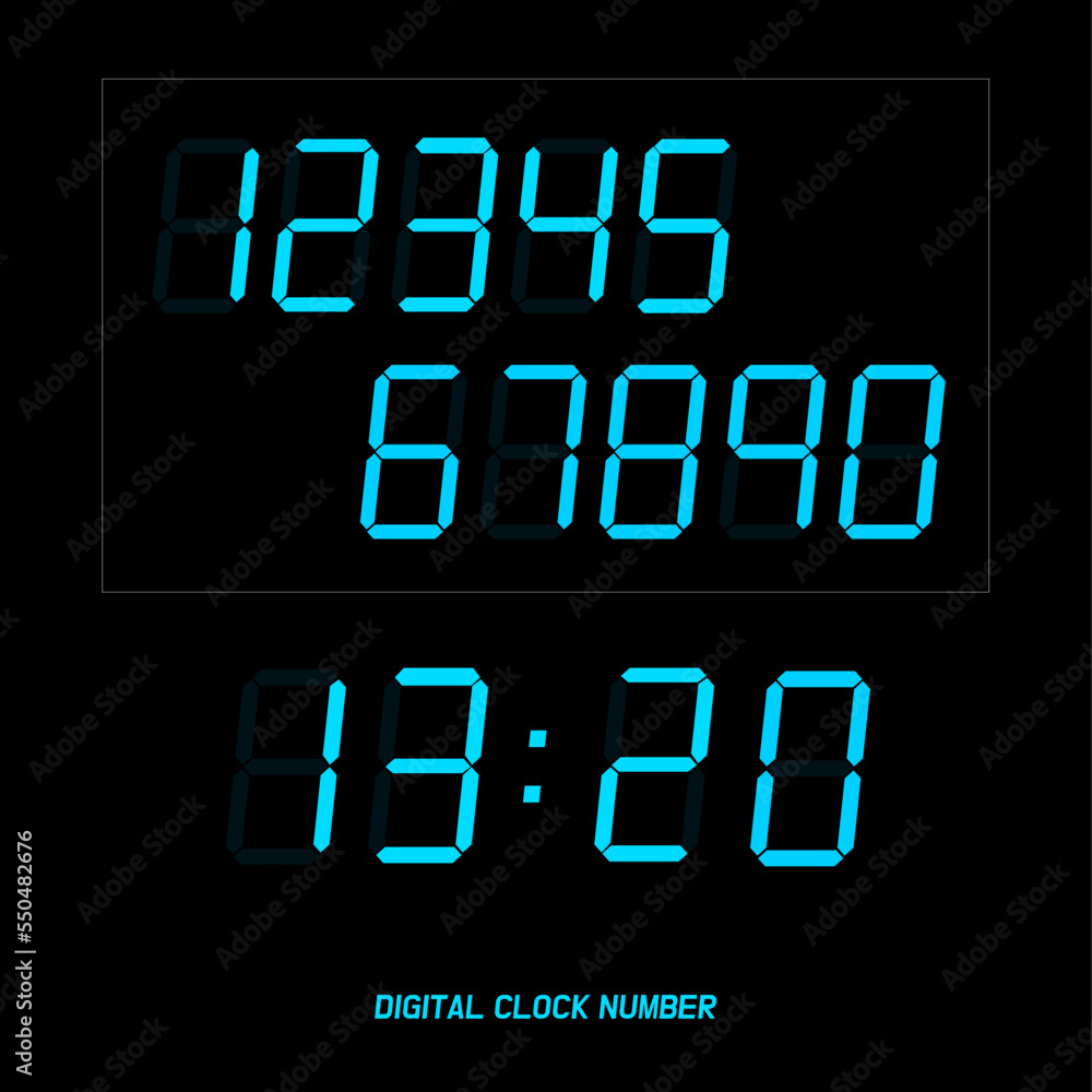 Poster digital clock number setting vector illustration.
