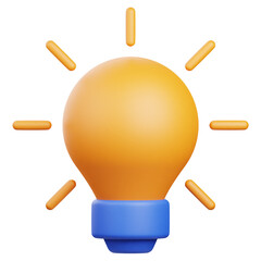 3D Render Bulb Icon, illustration isolated on white background, suitable for website, mobile app, print, presentation, infographic, and other projects.