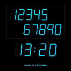 Digital clock number setting vector illustration.