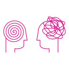 2 heads representing rational vs irrational way of thinking - obrazy, fototapety, plakaty