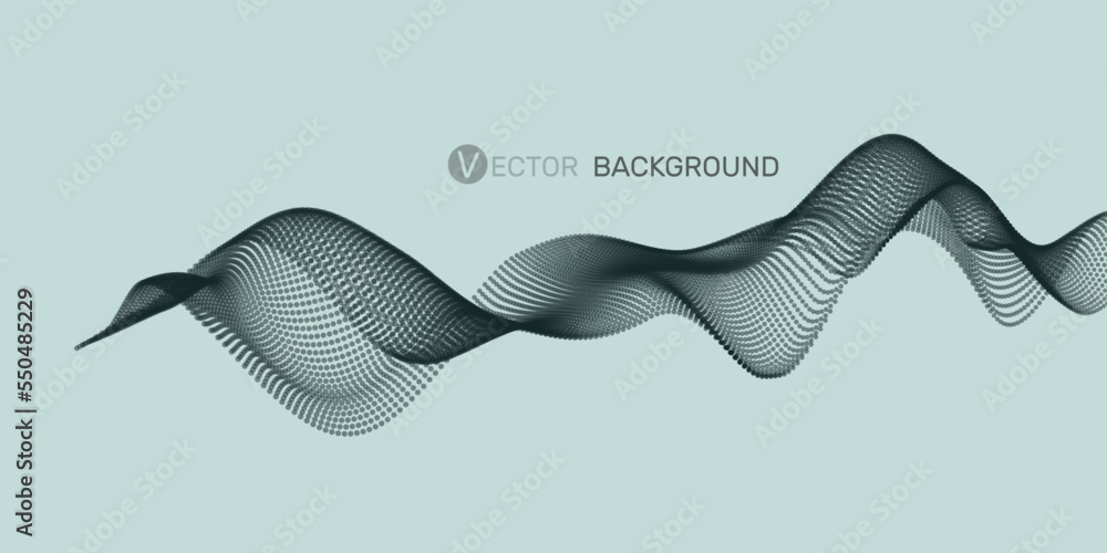 Aufkleber 3d abstract digital wave of particles and wireframe. futuristic vector illustration. technology conc