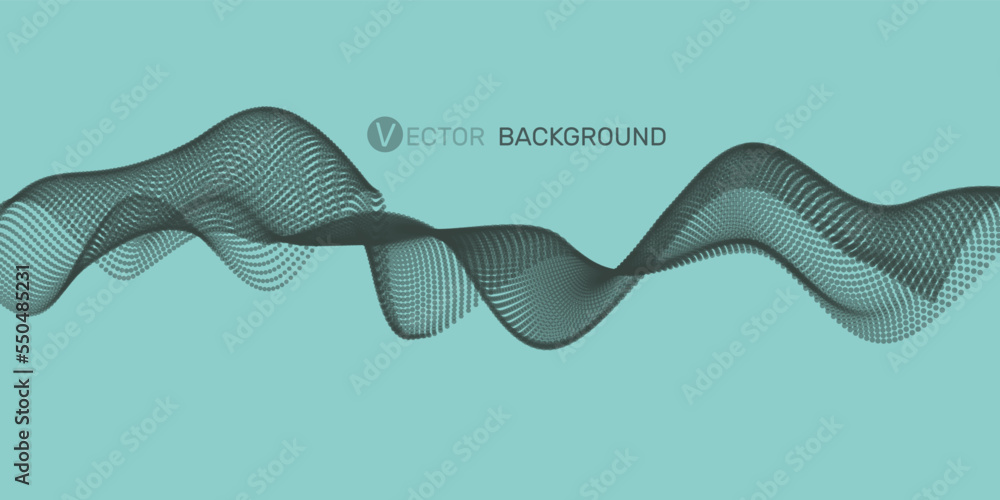 Aufkleber 3d abstract digital wave of particles and wireframe. futuristic vector illustration. technology conc