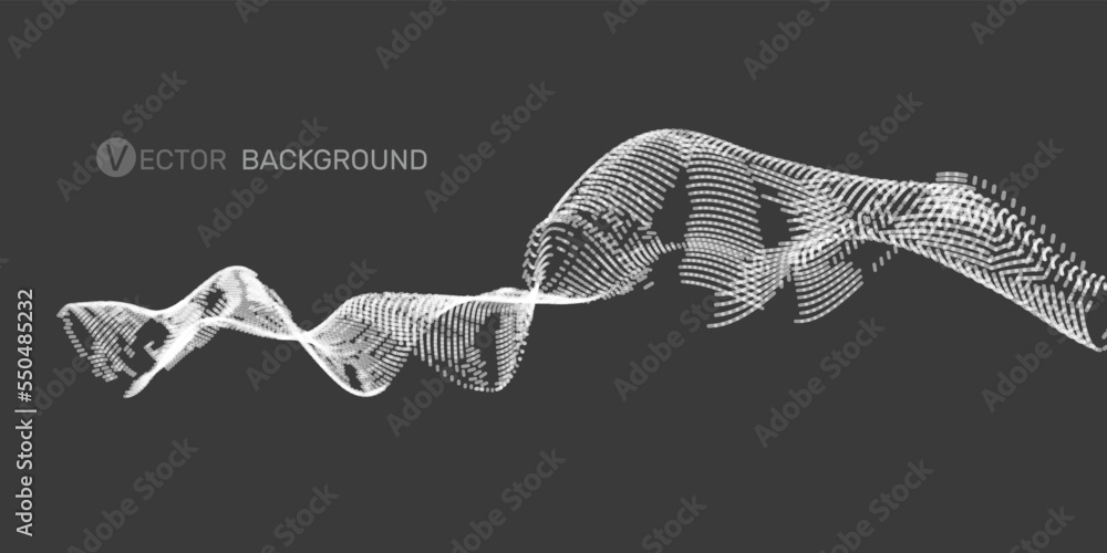 Aufkleber 3d abstract digital wave of particles and wireframe. futuristic vector illustration. technology conc