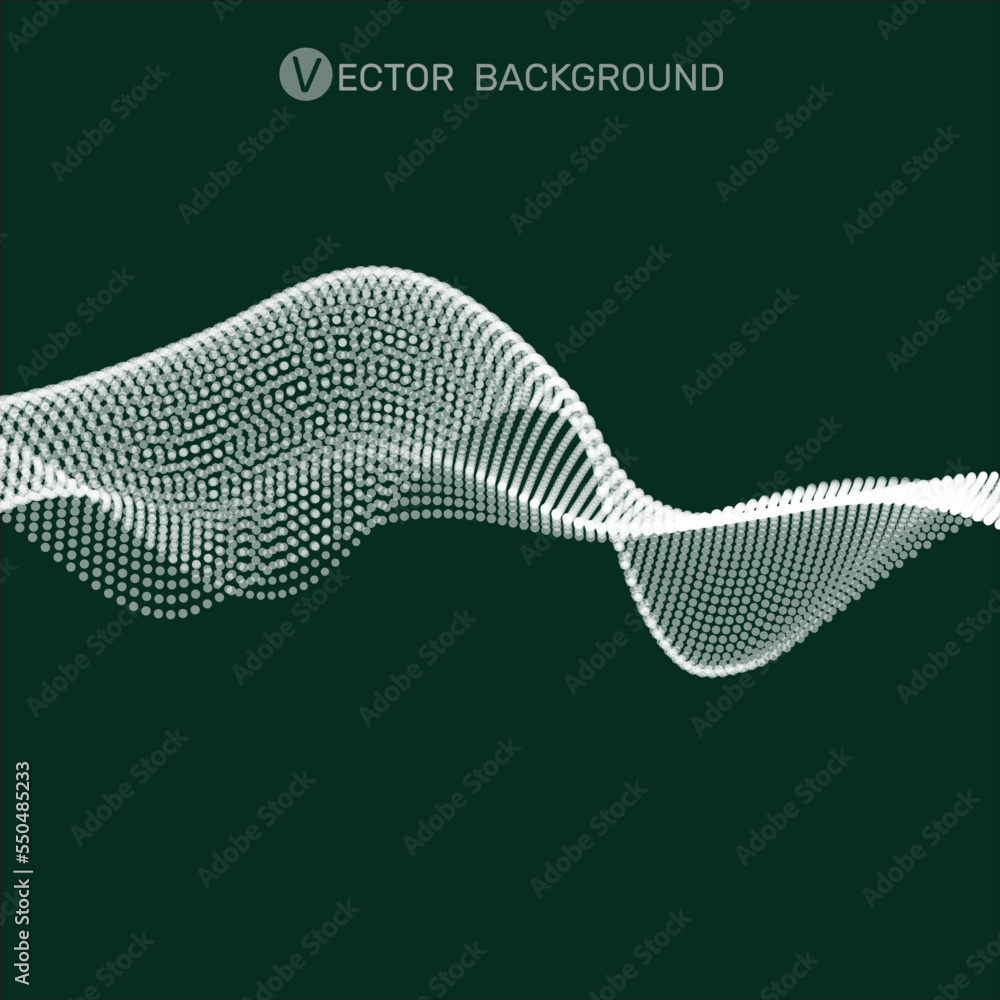Poster 3d abstract digital wave of particles and wireframe. futuristic vector illustration. technology conc