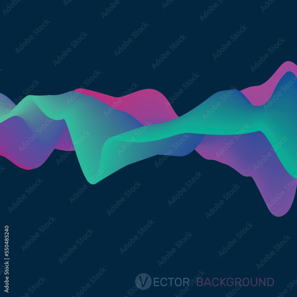 Poster 3d wavy abstract background. dynamic effect. futuristic technology style. motion vector illustration