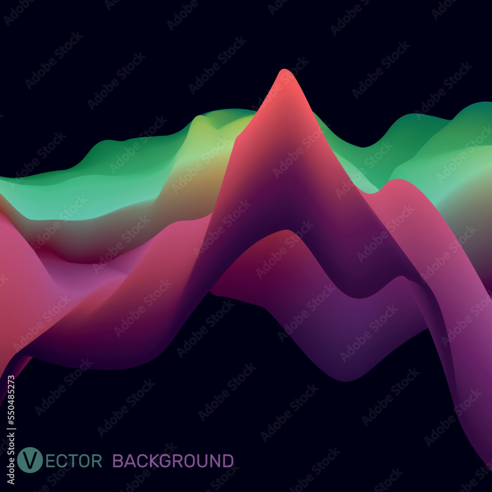 Poster 3d wavy abstract background. dynamic effect. futuristic technology style. motion vector illustration