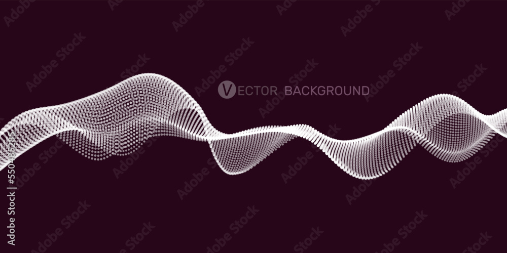 Aufkleber 3d abstract digital wave of particles and wireframe. futuristic vector illustration. technology conc