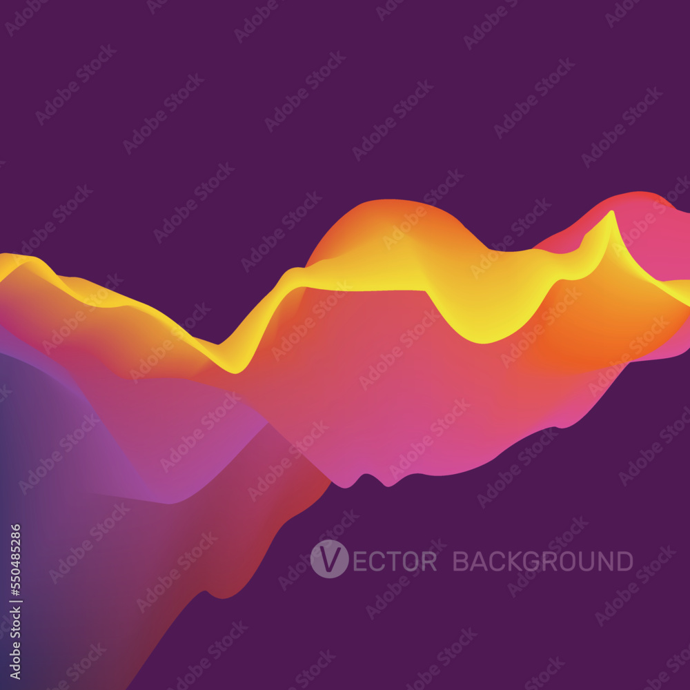 Aufkleber 3d wavy abstract background. dynamic effect. futuristic technology style. motion vector illustration