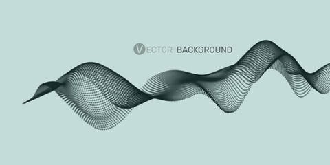 3D abstract digital wave of particles and wireframe. Futuristic vector illustration. Technology concept. Background for banner, flyer, book, cover, poster.