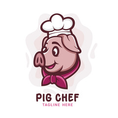 Pig Chef Logo Vector Template