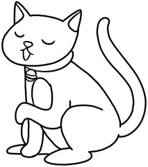 cute kitten cat cartoon illustration for coloring