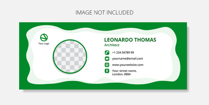 Email signature green template or email footer and personal