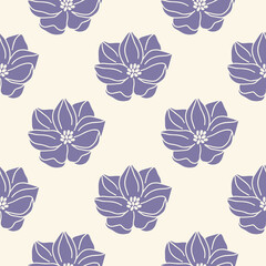 Seamless pattern with magnolia flower. Floral ornament vector illustration. Botanical fabric print for textile, digital paper, cover, wallpaper.