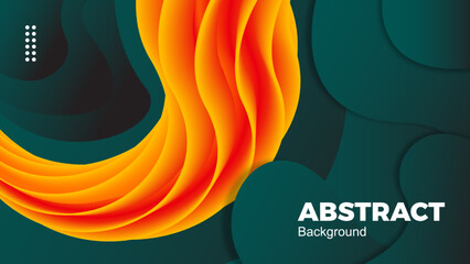 abstract background with GREEN AND FIRE 3D waves