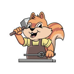 Squirrel blacksmith illustration premium vector