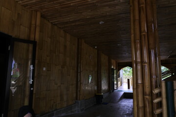 the Kiram mosque on Banjarbaru, indonesia, the walls are made of woven bamboo and the roof is made from dried straw leaves