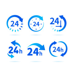 24 hours icon. Six vector illustration on white background