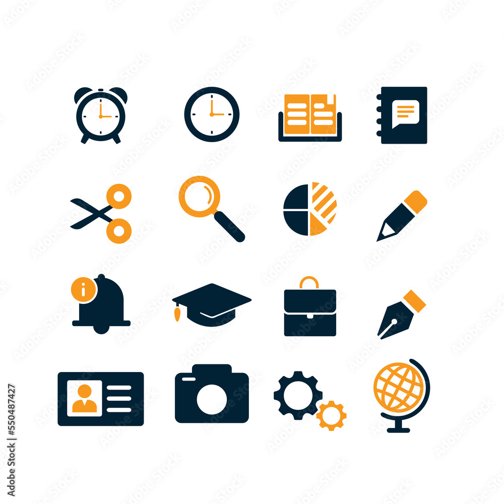 Poster simple web stationery icon vector illustration.scissors.magnifying glass.pen.data.document.