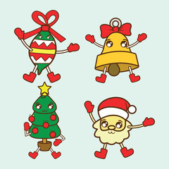 Cute funny retro Christmas decoration mascot collection