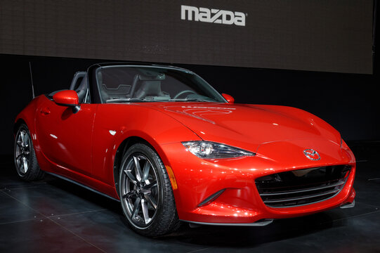 TORONTO, CANADA-FEBRUARY 12, 2015: Mazda MX5 at the 2015 Canadian International Auto Show in Toronto.