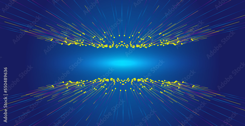 Poster the color dot line extends symmetrically to converge the big data vector background of internet tech