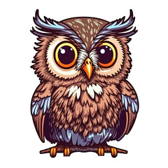 Naklejka premium Cartoon owl sticker with transparent background 