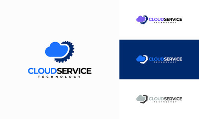 Cloud Service logo designs concept vector, Cloud Gear Security logo template icon