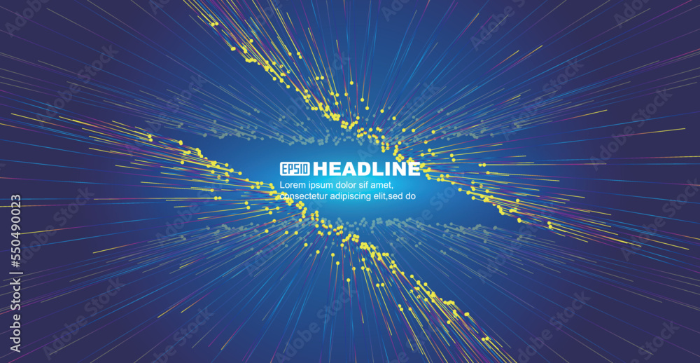 Poster the color dot line extends symmetrically to converge the big data vector background of internet tech