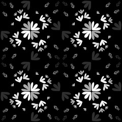 Fototapeta na wymiar Abstract black and white flowers pattern.