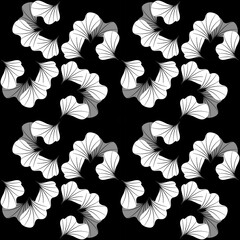Abstract black and white flowers pattern.
