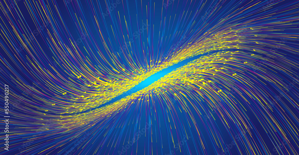 Poster the color curved point line extension converges the big data vector background of internet technolog
