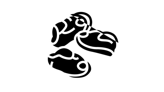 peeled mussel line icon animation