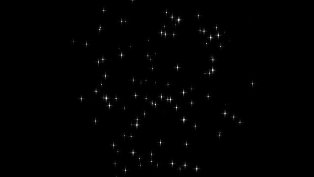 Beautiful shimmering particles on dark background, bright particles flying smoothly randomly