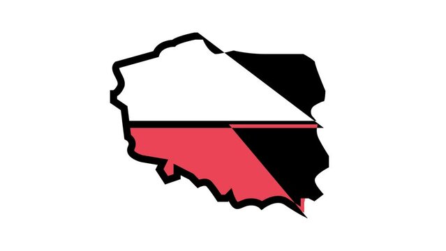 poland country map flag color icon animation