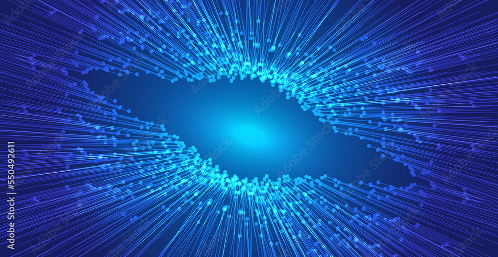 Aufkleber the blue dot line extends symmetrically to converge the big data vector background of internet techn