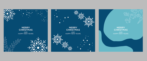 Fototapeta na wymiar Merry Christmas greeting card. Trendy square Winter Holiday art template. Suitable for social media posts, mobile apps, banner designs and web/internet advertising. Vector fashion background