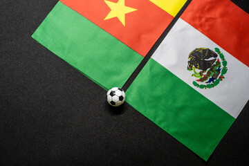 Cameroon vs Mexico, Football match with national flags