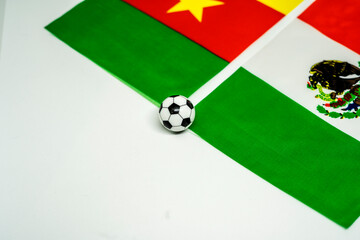 Cameroon vs Mexico, Football match with national flags