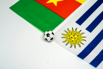Cameroon vs Uruguay, Football match with national flags