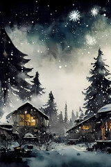 Christmas Landscapes Backgrounds for Decoration, Made by AI